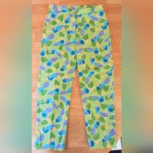 LILLY PULITZER Sz 2 Too Jays Toucan Print Pants Pistachio Green Vintage